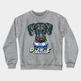 Cute Black and Tan Doxie skateboarding  on Star Skateboard Crewneck Sweatshirt